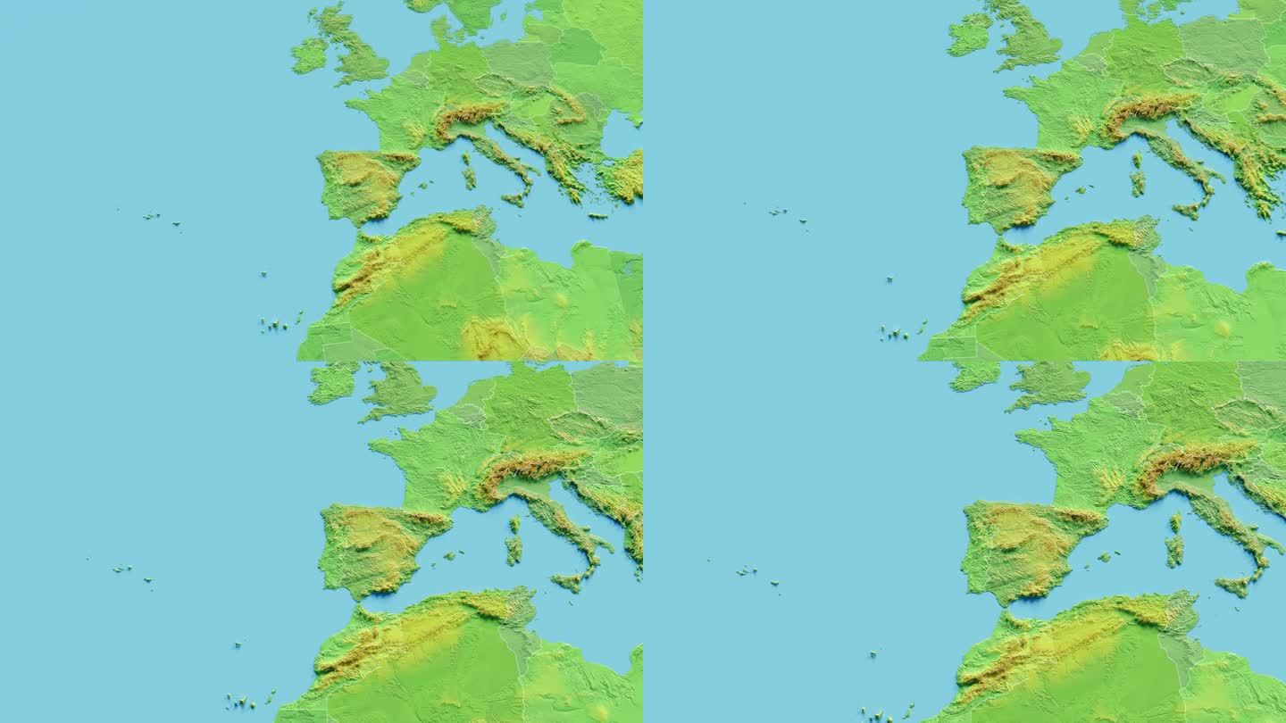 葡萄牙地图3D动画与边界