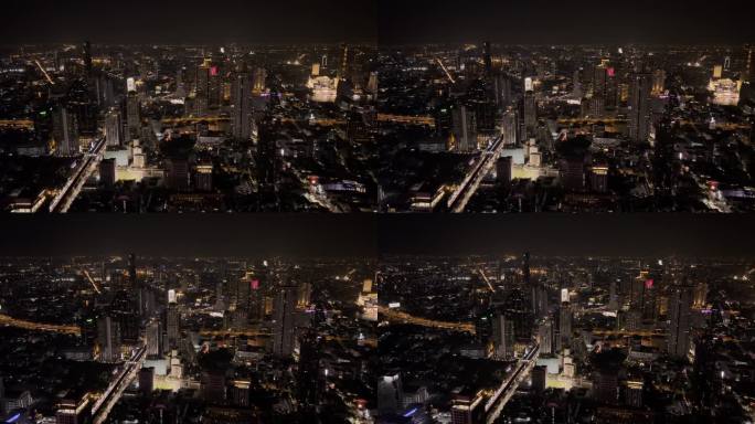 现代曼谷的4K夜景天际线。