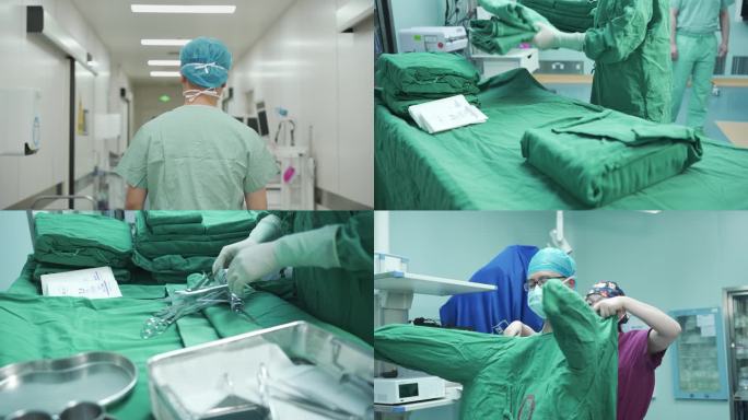 手术室手术前医生准备4K素材