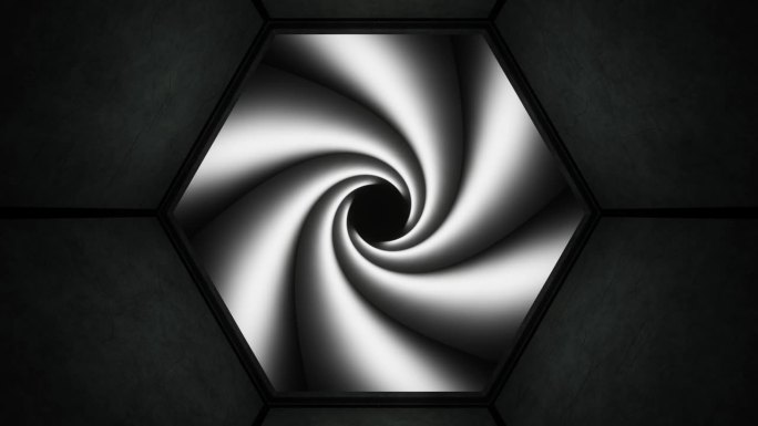 黑白科幻六角形隧道背景VJ循环在4K