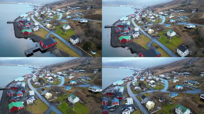 海边风景如画的渔村。冬天的天气。西冰岛-金字塔山