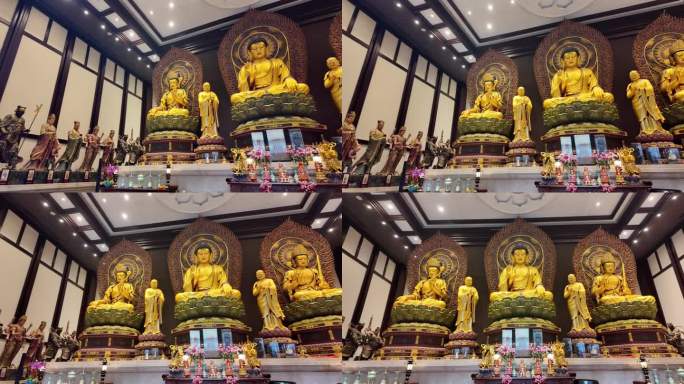 寺庙里的金佛像泰国古老的传统寺庙里的金佛