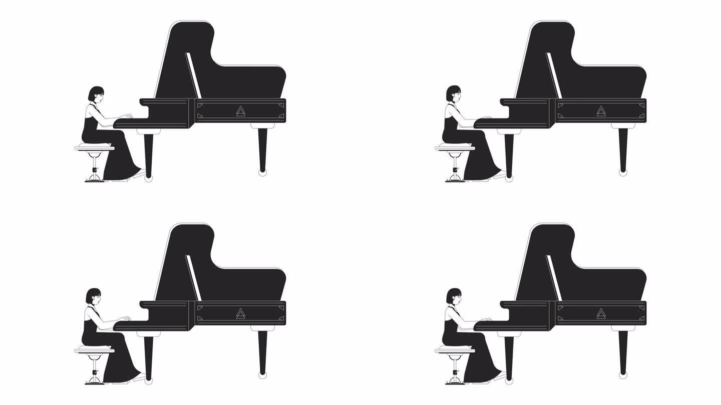 大钢琴女演奏者bw大纲卡通动画