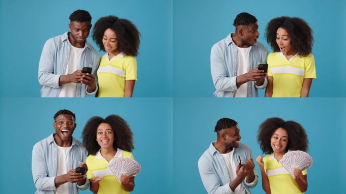 年轻的非洲裔美国夫妇通过手机应用赢钱
