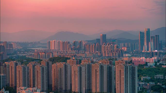 日落-城市远景-延时