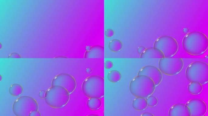 紫色梯度上的上升和浮动气泡