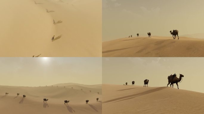 大漠荒漠沙漠骆驼驼队商队客商商人丝绸之路