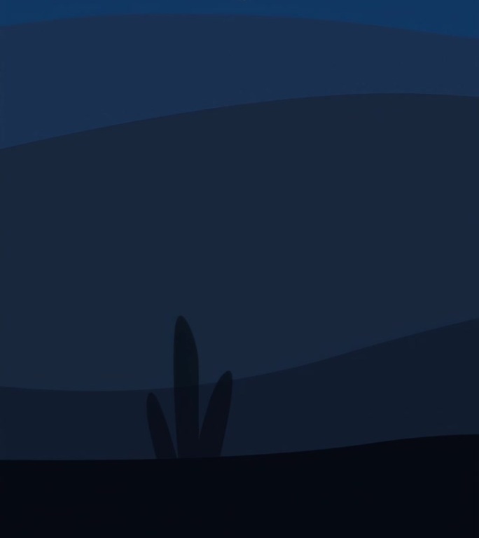 夜间沙漠上的小货车。动画汽车穿越峡谷。垂直视频