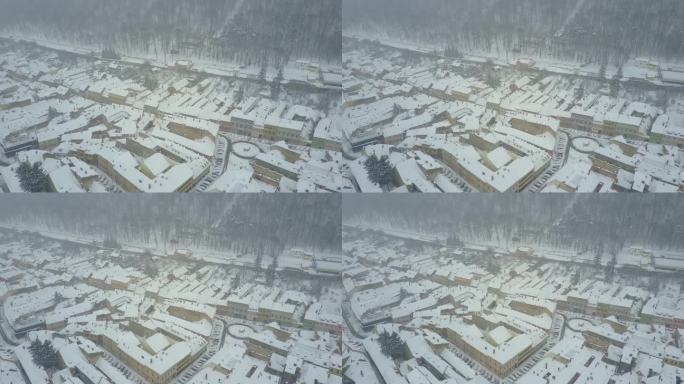 罗马尼亚布加勒斯特城市雪景