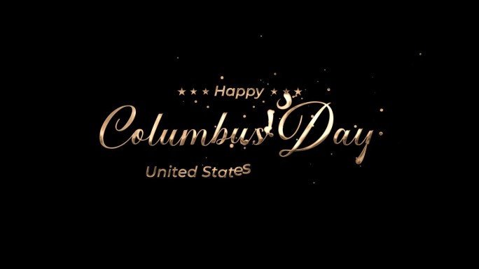 哥伦布日快乐黄金文本动画。