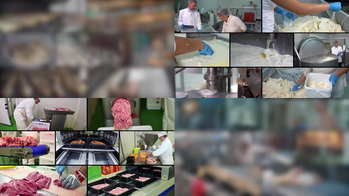 基本食品生产-多屏幕视频蒙太奇