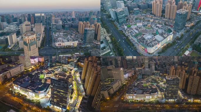 成都高新区银泰城购物中心航拍延时摄影4K