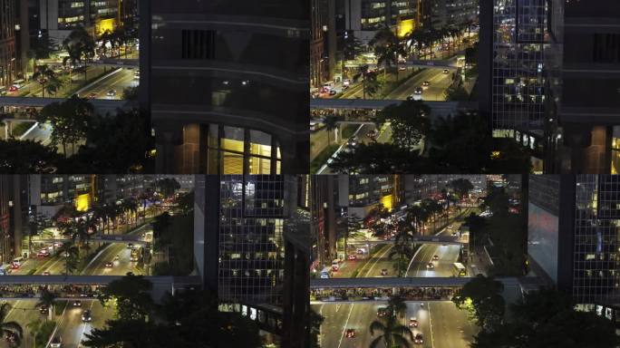 香港维多利亚港湾建筑物夜晚航拍