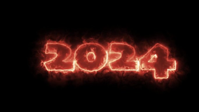 2024年黑色背景动画。动画霓虹效果和火热的视觉元素。