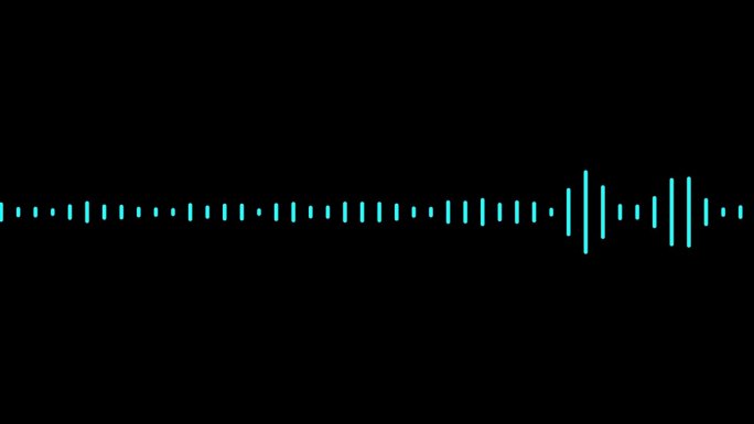 音频均衡器波形与高频无线电在黑色背景。声音播放的蓝色波浪线。语音录制显示4k视频动画