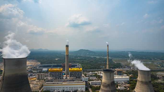 8K大气火电发电设备火电厂工业污染航拍