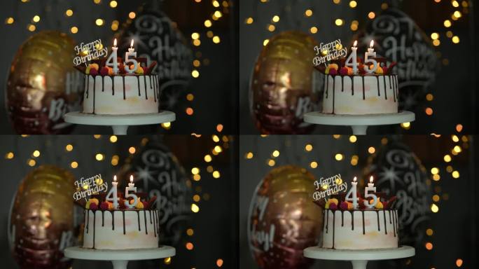 有蜡烛的45岁生日蛋糕