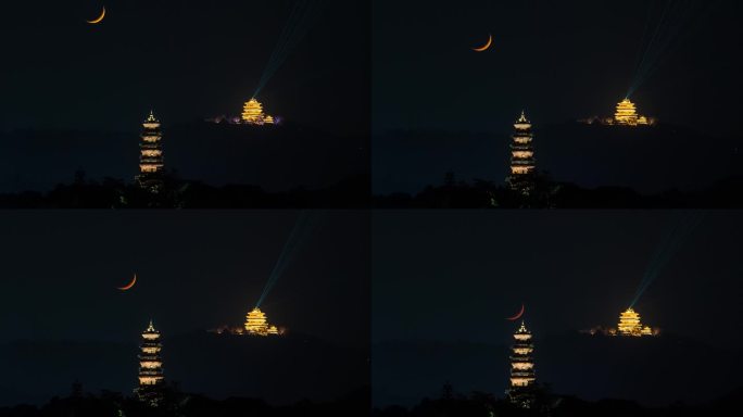 惠州四洲塔悬眉月--4K-30P
