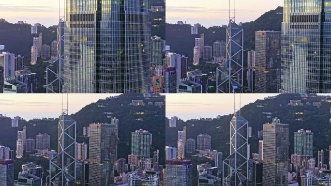 白天香港密集的建筑物和道路航拍