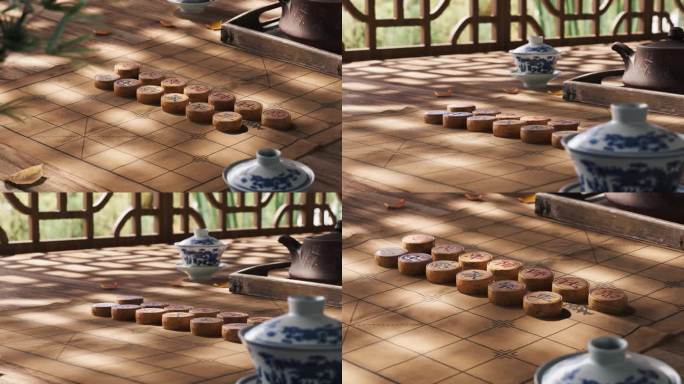 4K中式象棋桌面光影变化