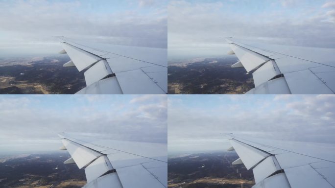 从日本上空的飞机窗口看到的景象