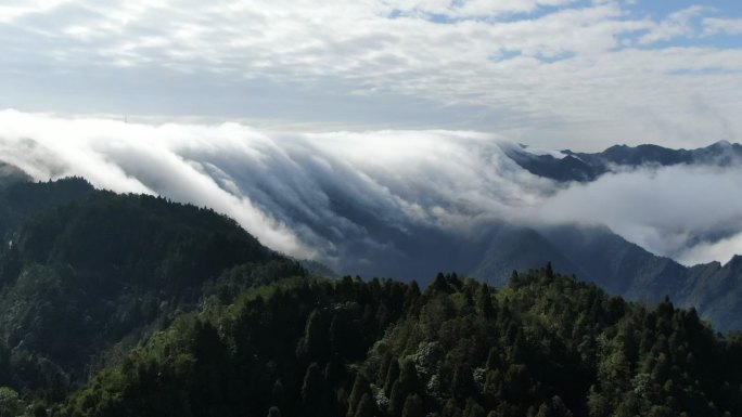 航拍江西井冈山黄洋界云瀑