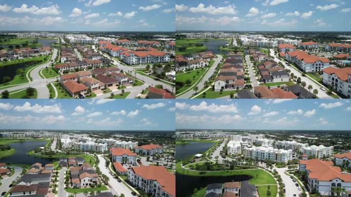 佛罗里达州维埃拉的住宅和公寓鸟瞰图，这是一个以高尔夫为中心的生活方式住宅社区，位于佛罗里达州太空海岸