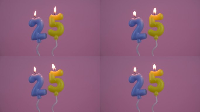 粉色背景上气球形状的生日蜡烛，编号25