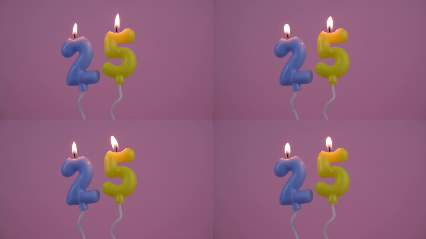 粉色背景上气球形状的生日蜡烛，编号25