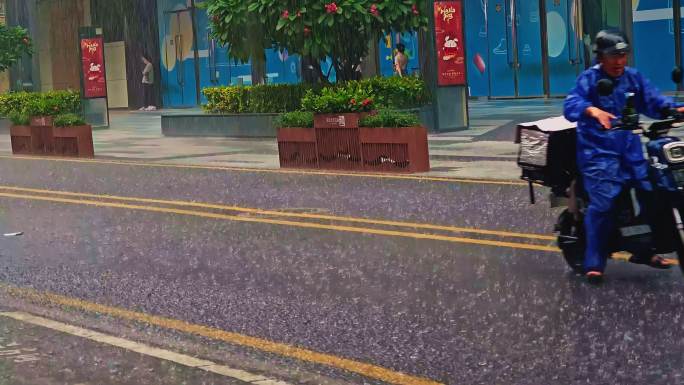 V1-0424城市雨天雨景街头忙碌奔波