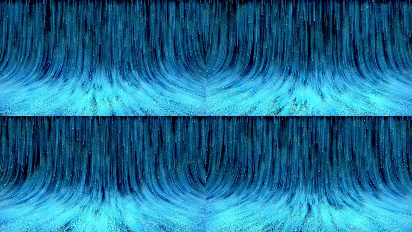 蓝色粒子线条瀑布