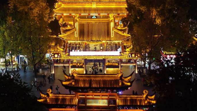 南京夫子庙夜景航拍