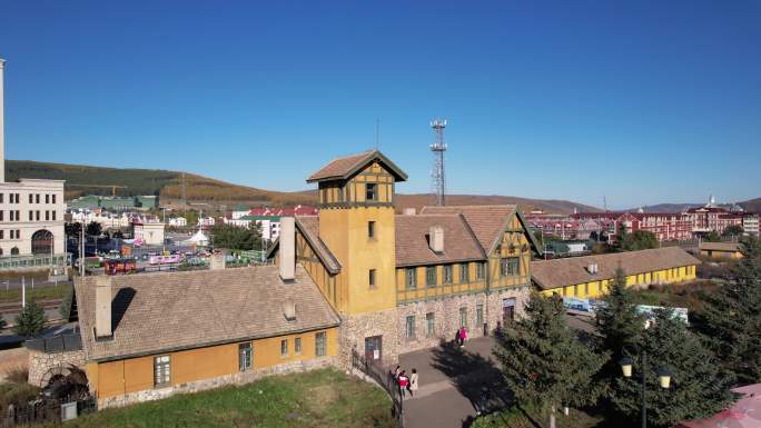航拍内蒙古阿尔山火车站
