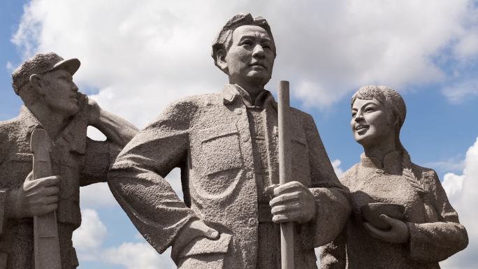 延时江西赣州瑞金叶坪革命旧址群毛泽东雕像