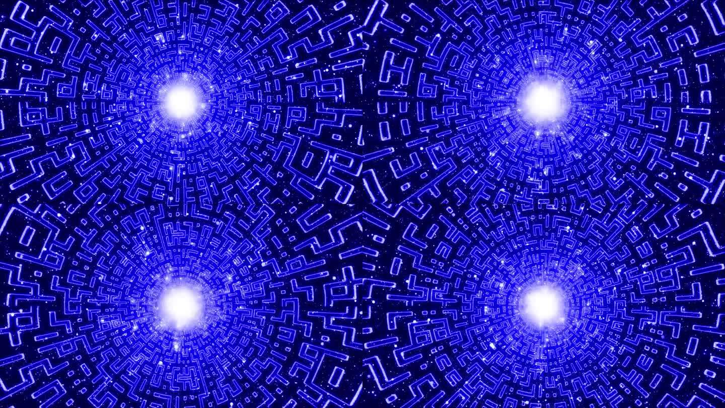4K抽象彩色催眠螺旋动画。几何形状霓虹灯循环视频。