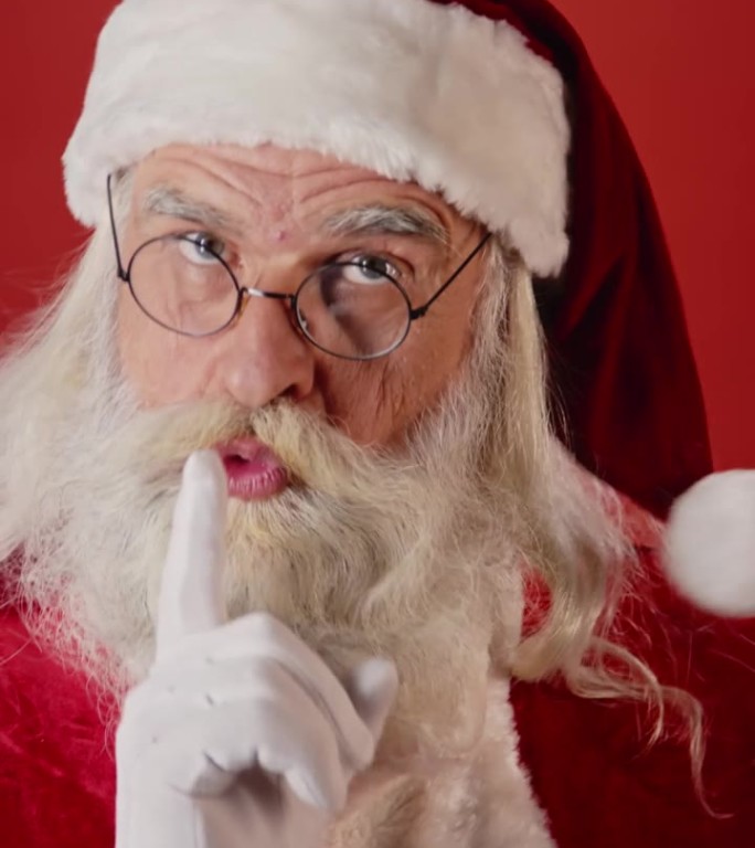 圣诞老人把手指放在嘴唇上以示保密