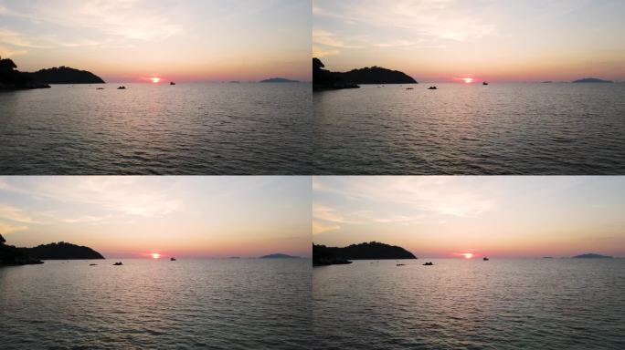 鸟瞰大海和日落，泰国沙卡通里比岛