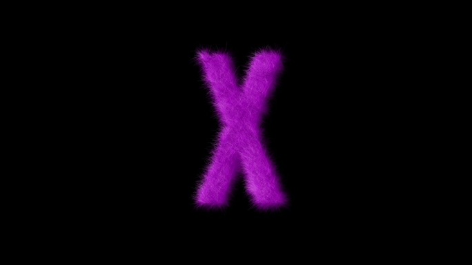 毛茸茸的字母X在粉红色与alpha通道，毛茸茸的字母表