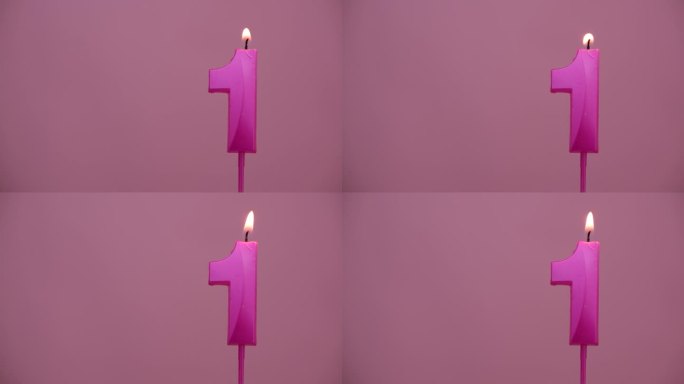 1号，粉红色背景上燃烧着生日蜡烛。文本空间