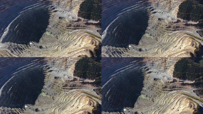 露天铜矿鸟瞰图。罗西亚蒙大拿，罗马尼亚无人机