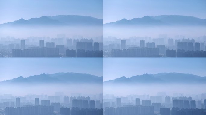 晨雾中的水墨城市画境