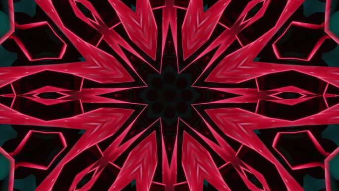红色和黑色的抽象设计与星星在中心。万花筒VJ回路