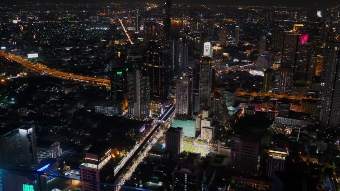 现代曼谷的4K夜景天际线