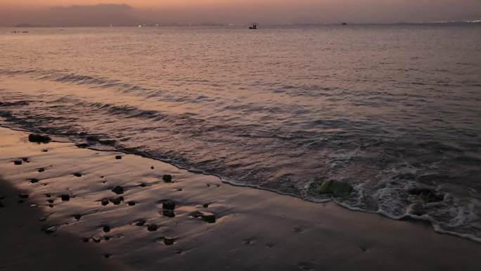 傍晚海边大海黄昏落日海边大海红霞海边涛声