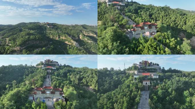 延安市清凉山旅游景区范公祠4k航拍