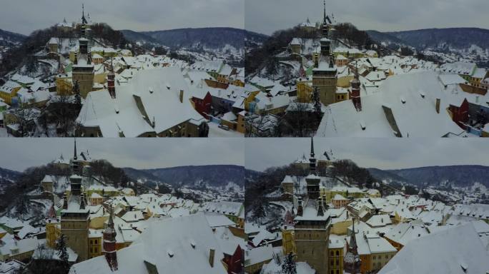 罗马尼亚布拉索夫城市雪景