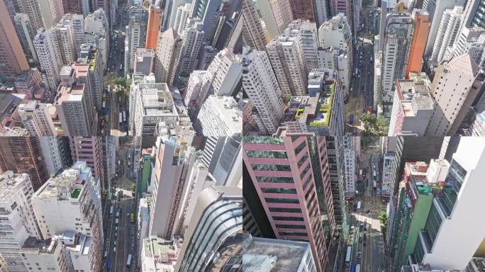 香港密集的建筑物和道路航拍