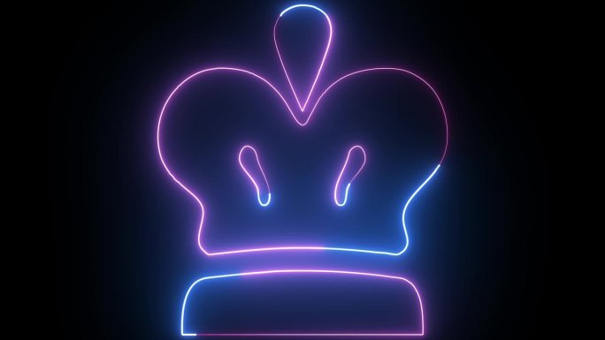 超现实主义动画霓虹灯皇冠在时尚时尚的颜色。未来科技- 4k
