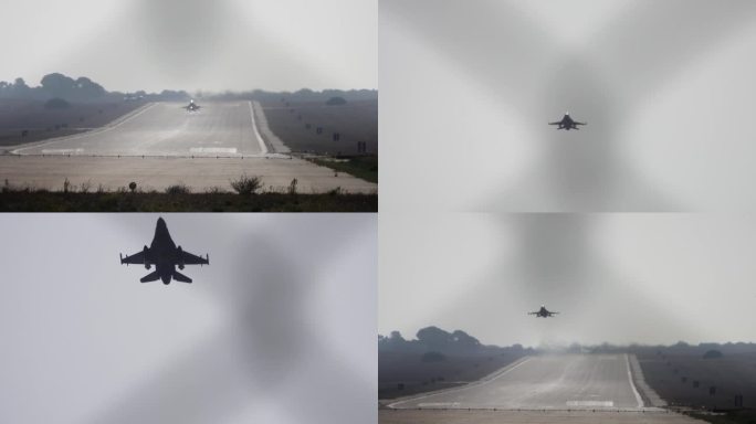 F16战斗机起飞美国军用机场军事演习战机
