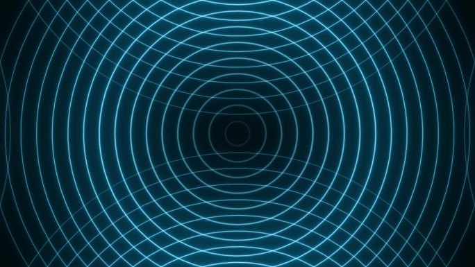 无线Wifi网络连接符号与信号波。蓝色圆形波扩散动画。